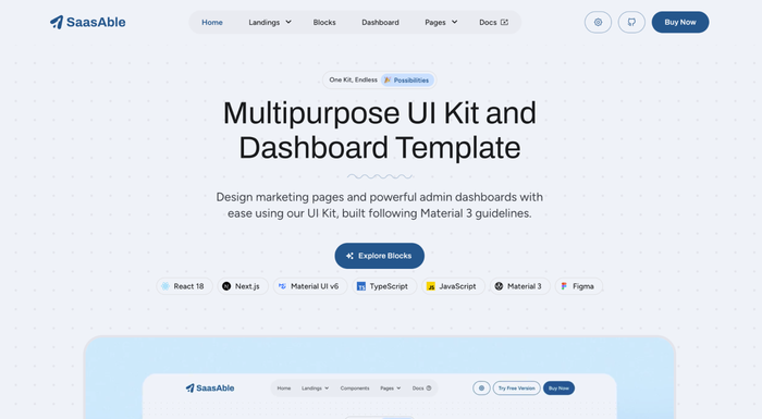 SaasAble Free - Multipurpose UI Kit and Dashboard Template